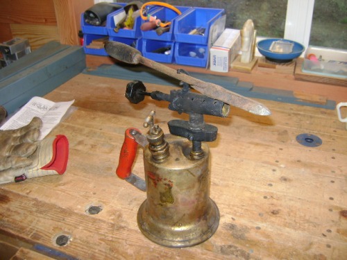 An old torch made in 1921 at Albert's shop. Old style craftsmenship